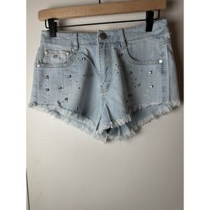 Jou Jou denim rhinestone short shorts‎